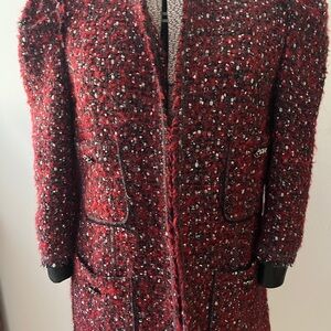 Zara Red and Black Tweed Blazer size S
